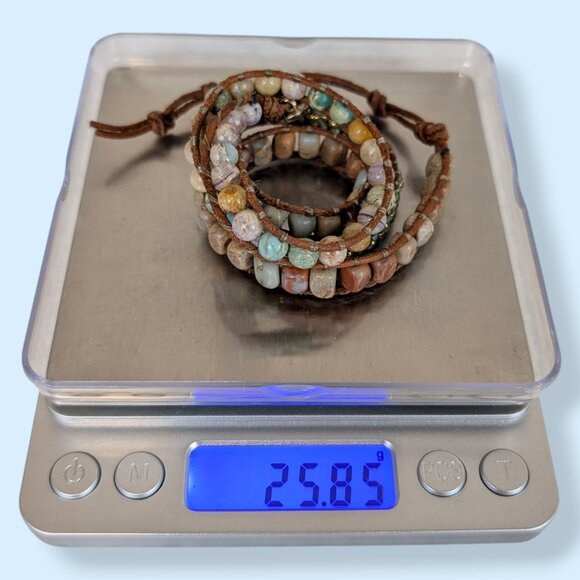 Bohemian Leather & Stone Wrap Bracelet - Picture 5 of 5